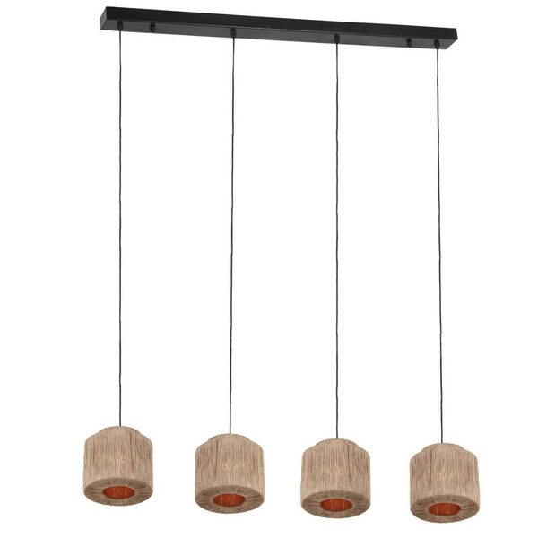 Wielopunktowa lampa wisząca SMILLA 366800436 boho z juty beżowa czarna