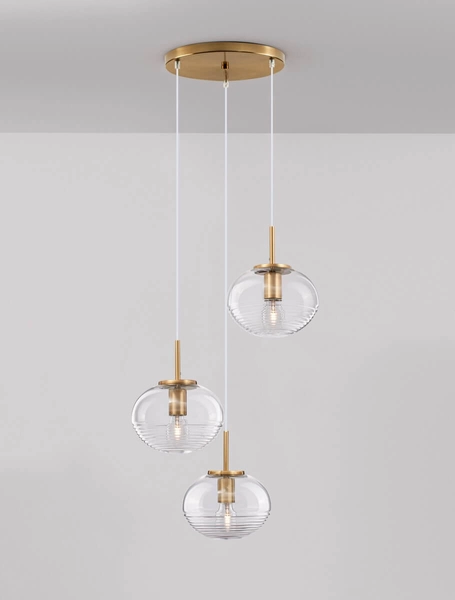 Salonowa lampa wisząca Haina kaskada złota przezroczysta