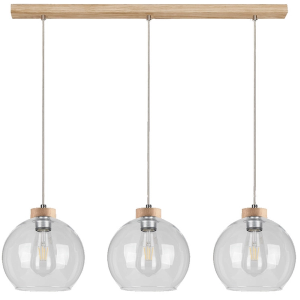 Loftowa lampa wisząca LAGUNA 18710374 szklana kule przezroczyste drewno