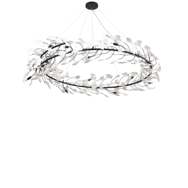 Lampa wisząca Botanika XY080P-80 black liściasta czarna biała