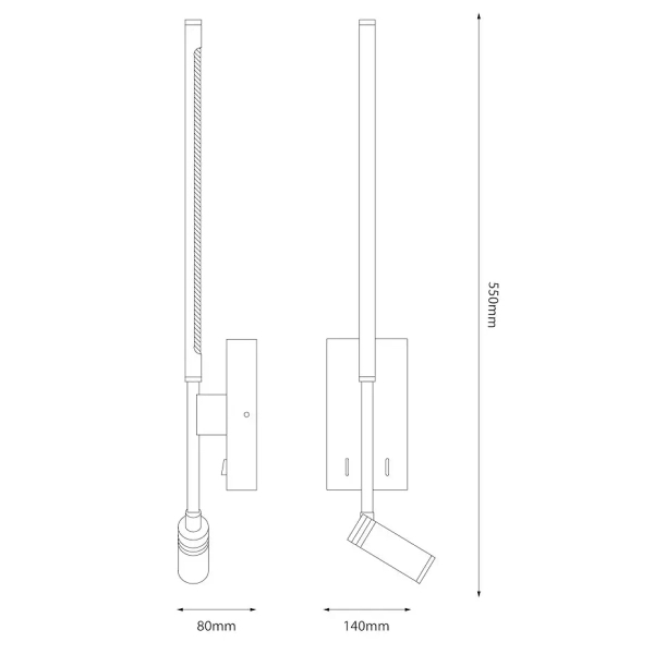 Ledowy regulowany kinkiet Torch ML1566 LED 6W+3W 4000K czarny