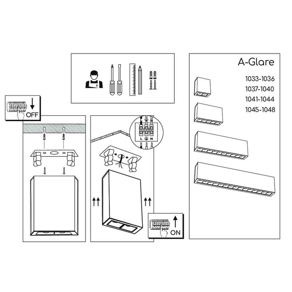 Lampa sufitowa Glare 1037 BROSline LED 2W 3000K punktowa czarna