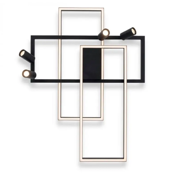 Plafon metalowy 22020 LED 32W+20W 3000K ramki tuby czarne