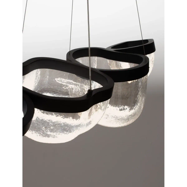 Wisząca lampa czarna szklana TUNTE do jadalni LED 43W 3500K ściemnialna nad stół LE46205