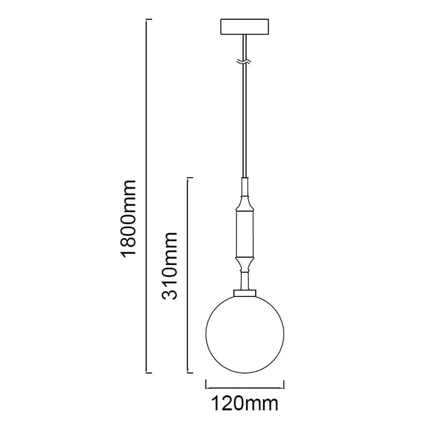 Pojedyncza lampa wisząca Eri I szklana kula ball biała złota