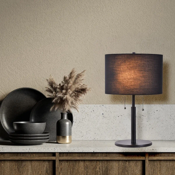 Nocna lampka sypialniana Fogo LP-0304/2T BK Light Prestige abażurowa czarna