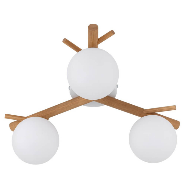Potrójna lampa sufitowa Sheron 5308 TK Lighting kule biały drewniany