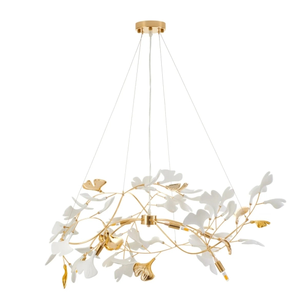 Żyrandol ceramiczny BOTANIKA biały złoty dekoracyjny 6xG9 do salonu XY080P-L1000 gold