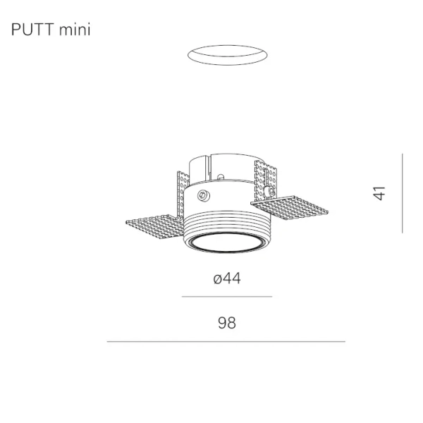 Wpuszczana lampa sufitowa oczko czarne PUTT LED 4,5W 3000K na korytarz 38014-M930-WB-00-12