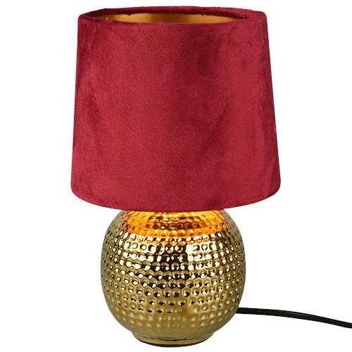 Abażurowa LAMPA stołowa EUDORA DL010-50821 RL Light stojąca LAMPKA nocna na biurko ceramiczna czerwona złota