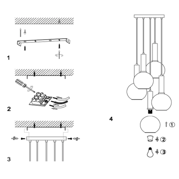 Wisząca lampa loftowa Marius kaskada czarna przydymiona