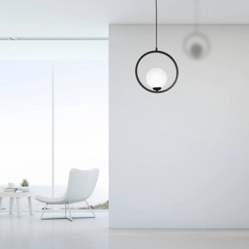 Wisząca LAMPA modernistyczna BOSTON MLP5593 Milagro metalowa OPRAWA okrągła ZWIS szklana kula ball czarna biała