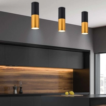 Industrialna lampa sufitowa 2281728 metalowa downlight tuba czarna złota