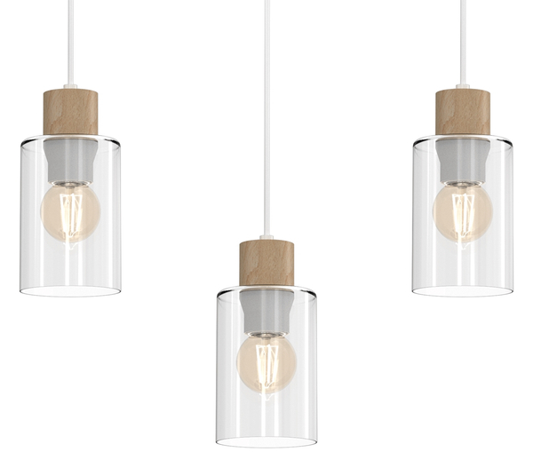 Lampa wisząca Madera MLP8555 na listwie biała drewniana