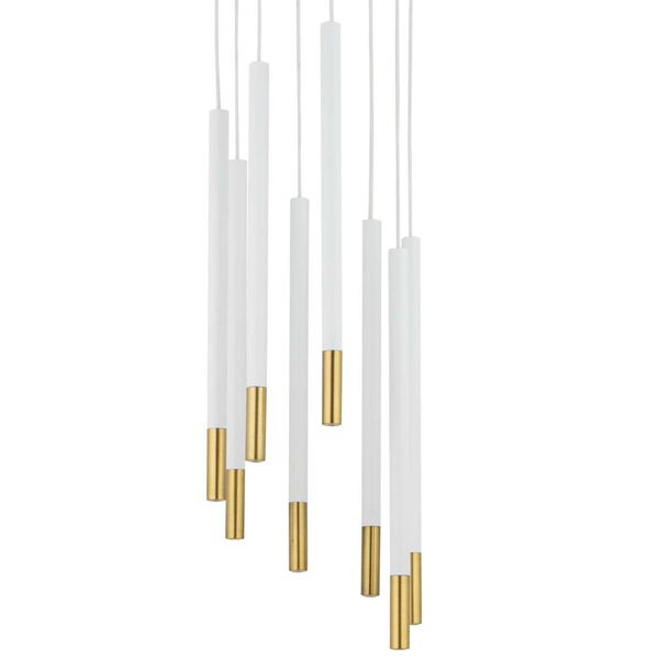 Modernistyczna LAMPA wisząca SOPEL DUE 33240 Sigma metalowa OPRAWA kaskada ZWIS sople tuby białe złote