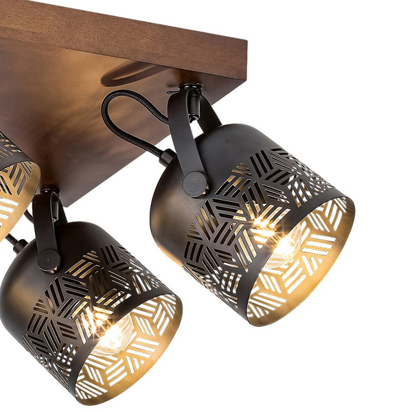 Regulowana lampa sufitowa Rotem 3299 do przedpokoju czarna drewniana