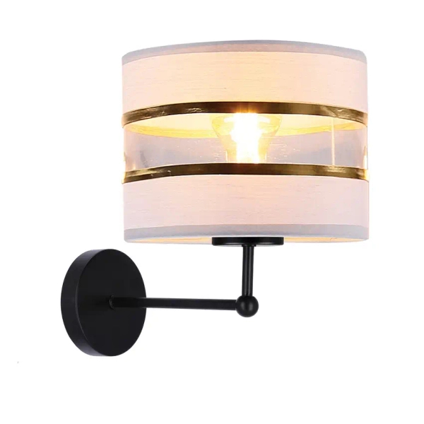 Ścienna lampa materiałowa Andy 21-05922 do sypialni biały złoty czarny