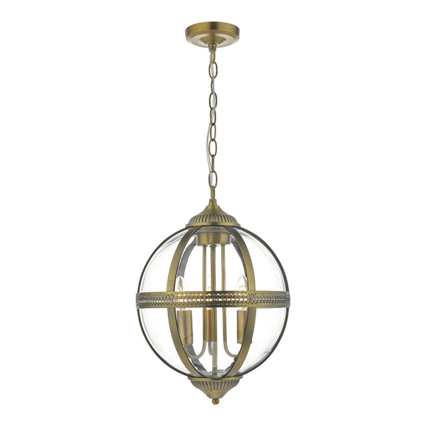 Klasyczna lampa wisząca Vanessa VAN0375 Dar Lighting kula szkło mosiądz