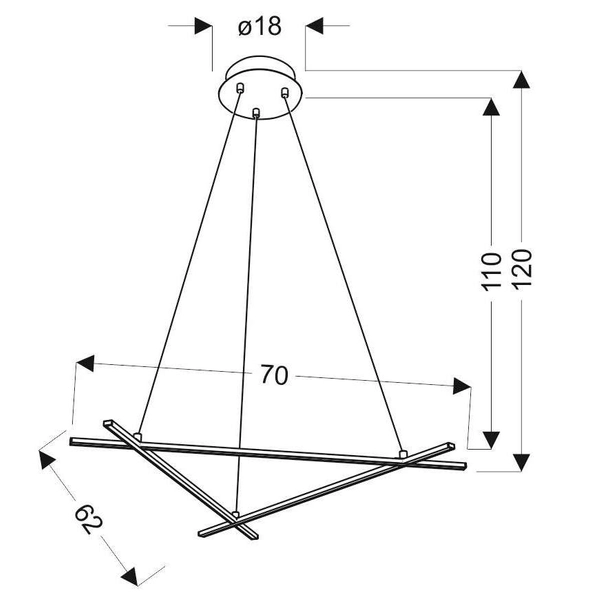 LAMPA wisząca ANDROS A0020-330 Candellux metalowa OPRAWA sticks LED 30W 4000K zwis srebrny