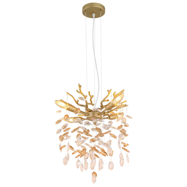Wisząca lampa z kryształkami Queena 64138HG do kuchni nad stół złota