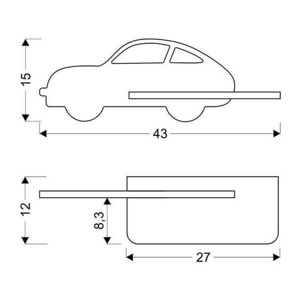 Dziecięcy kinkiet z półką Car 21-85085 LED 5W 4000K auto niebieski drewno