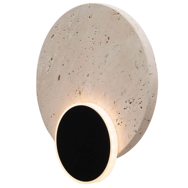 Okrągły kinkiet ścienny TRAVERTINO W0394 LED 10W 3000K biały czarny