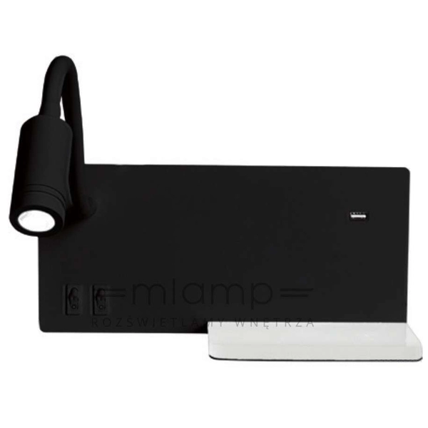 Kinkiet LAMPA ścienna SHELF ML6344 Milagro metalowa OPRAWA półka LED 11W 4000K z portem USB czarna