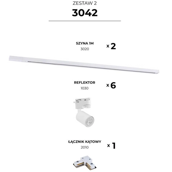 Zestaw jednofazowy szynowy Tracer 3042 Zumaline metalowy biały