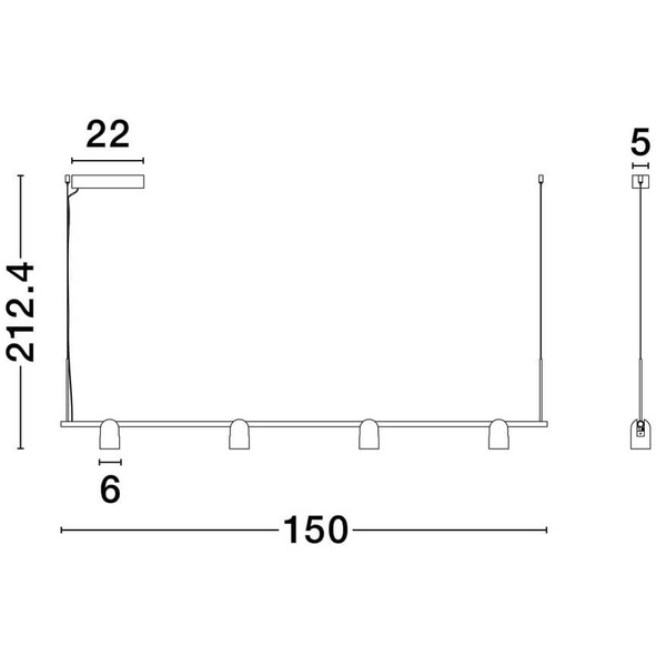 Wisząca lampa tubki BULOBU LE44761 LED 30W 3000K złoty czarny