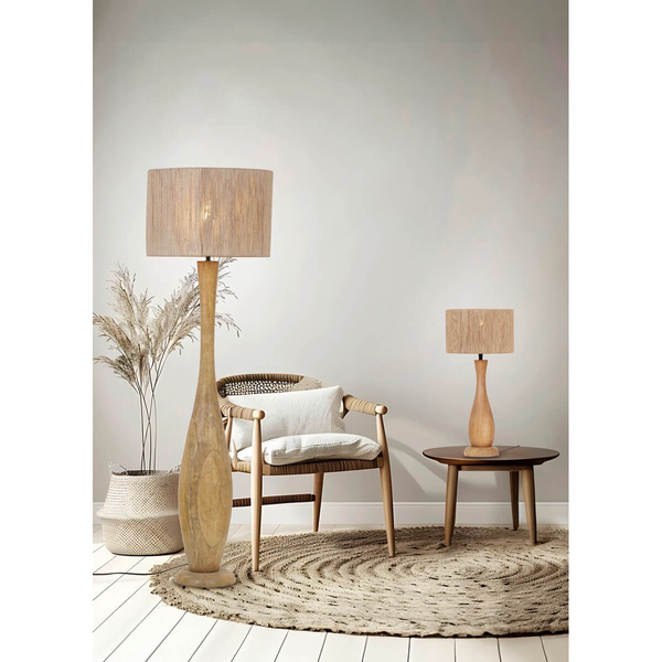 Podłogowa lampa drewniana TOBA 467200130 boho z wtyczką brązowa