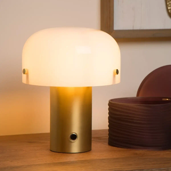 Stołowa lampka TIMON 05538/01/02 Lucide grzybek do salonu złota biała