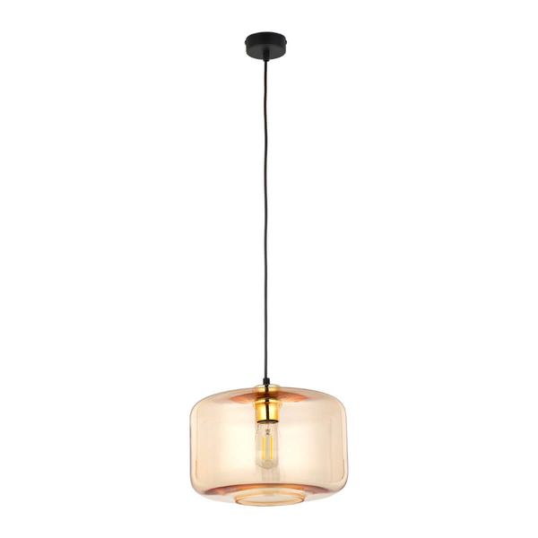 Wisząca lampa szklana ALMA 4900 TK Lighting do salonu bursztynowa czarna