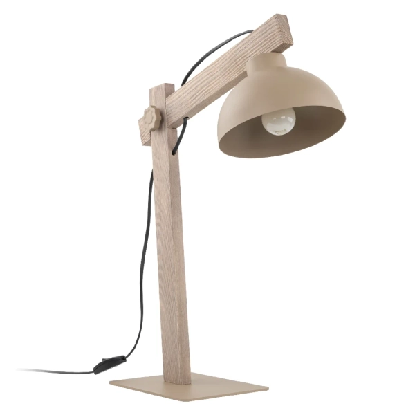 Ekologiczna biurowa lampa Oslo Sabia 16129 drewniana do czytania beżowy