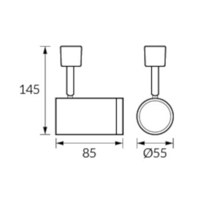 LAMPA sufitowa HAGA 03505 Ideus metalowa OPRAWA reflektorowa do systemu szynowego 1 fazowego tuba czarna