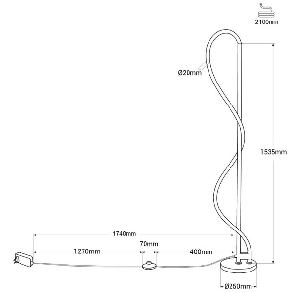 Podłogowa lampa Spirali ABR-EOS-G-30W Abruzzo LED 30W 3000K wąż złoty