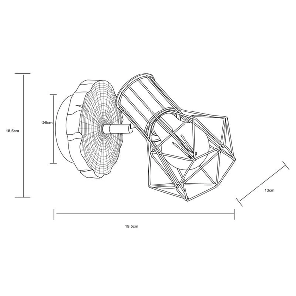 Ruchomy kinkiet Priska 54017W-1 druciany czarny drewno