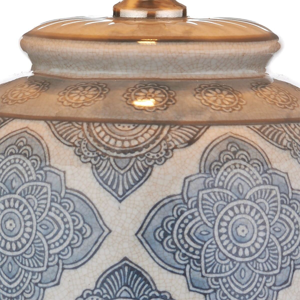 Klasyczna lampa stołowa Ely ELY4223+S1098 Dar Lighting ornament biała niebieska