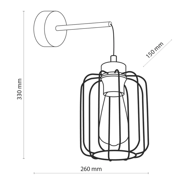 Industrialny kinkiet nad łóżko Galaxy 4742 TK Lighting druciany czarny złoty