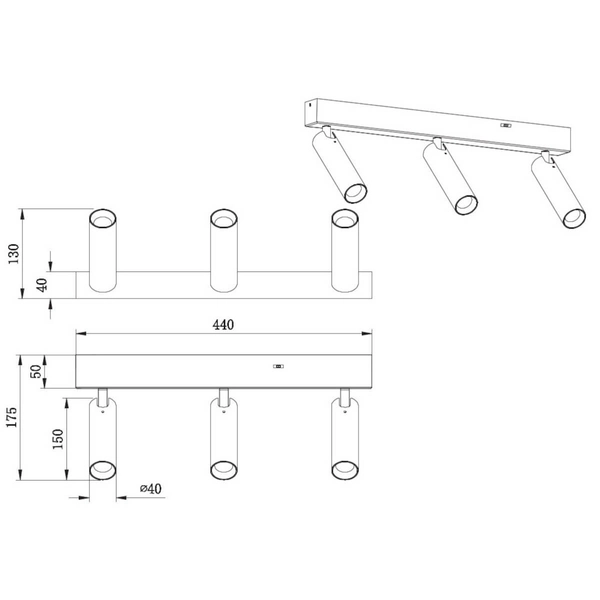 Potrójna lampa sufitowa AMBALA 849210331 LED 5,5W 2300-4000K rurka biały