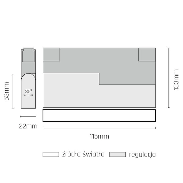 Lampa regulowana Komatsu Move 6554 Shilo LED 12W 4000K system magnetyczny czarna