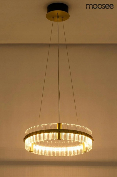 Żyrandol glamour Saturnus MSE010100165 kryształowy złoty
