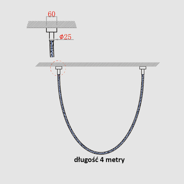Dekoracyjna lampa wisząca Rope LP-642/4M Smart Light Prestige ledowy sznur 97W lina