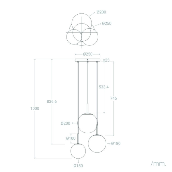 Wisząca lampa kule Sfero ABR-3SLWS-E14 Abruzzo do salonu czarny złoty