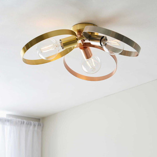 Pokojowa lampa sufitowa Hoop 97663 Endon okręgi mosiądz miedź nikiel
