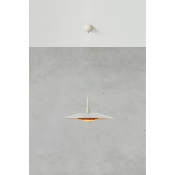 Zwisająca lampa dyski Piny 108877 do jadalni metalowy beżowy