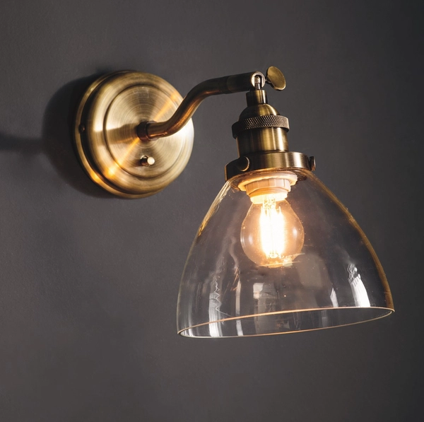 Kinkiet Hansen 77273 Endon antyczny szklany klosz mosiądz