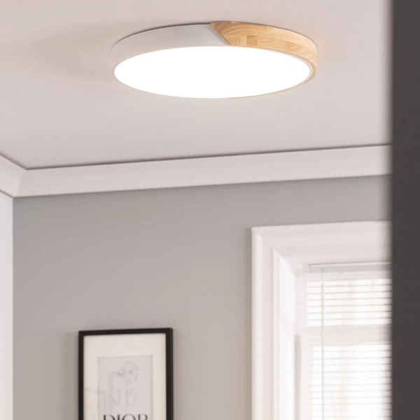 Salonowy plafon Lagio ABR-PLOL-B-40W LED 36W 3000-5700K biały drewniany