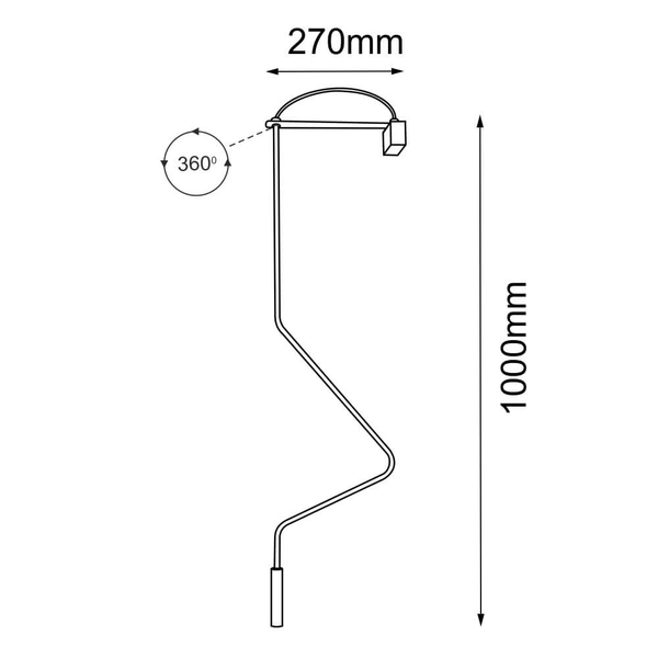 Kinkiet ścienny no. Vi 4012 Shilo industrialny rurka tubka czarna