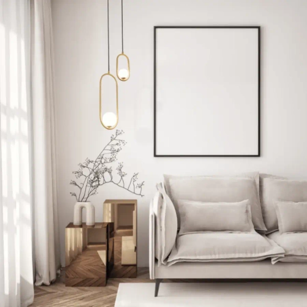 Wisząca kulista lampa do jadalni 23136 szklana nad biała złota