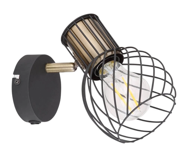 Ścienny kinkiet druciany Argusto 54013-1 czarny złoty